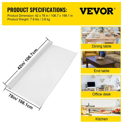Clear Desk Protector Mat 42 By 78 Inch 1.5 Millimeter Thick Waterproof PVC Pad For Office Dresser And Nightstand