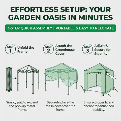Walk In Pop Up Greenhouse For Indoor Or Outdoor Use 8.5 By 7 Ft Grow Tent With Zippered Doors Screen Windows Heavy Duty Frame And Weather Resistant PE Cover For Plants Veggies Herbs And Flowers
