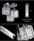 Semi Flush Mount Ceiling Light With Dope Crystal Shades 3 Light Modern Close To Ceiling Fixture showing crystal details