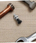 Heavy Duty Stainless Steel Reset Spring Indexing Plunger With Knockout Self Locking Grip for Precision Shop Tools on a textured surface.