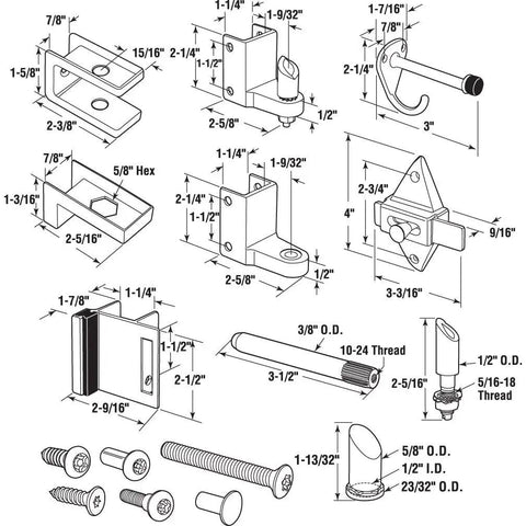 Diagram of Outswing Door Kit For Seven Eighths Inch Door And One And A Quarter Inch Pilaster Chrome Zamak Construction Includes All Fasteners