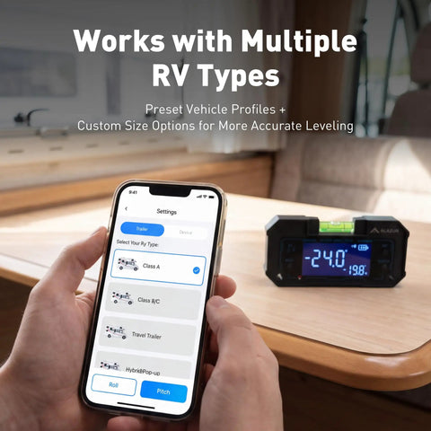 Dead Even Park Your Camper Smart Bluetooth RV Leveling System With Instant Phone App For Quick Trailer Setup Real Time Dual Angle Tracking To Get It Level In No Time Flat