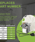 Replacement Bathroom Exhaust Fan Motor 120V 70 CFM Pure Copper for NuTone Broan Vent Fans S99080166 BP28 CCW 3000 RPM