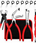 Five Piece Electrical Disconnect Pliers Set For Cars Trucks And SUVs with eight pin removal tools displayed on black canvas