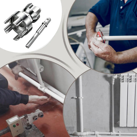 Heavy Duty Pipe Threader Kit Built With Tough Alloy Teeth For No Sweat PPR Chamfering And Deburring Anti Jam Plumbing Tool in use.