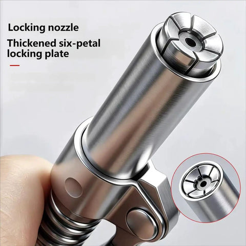 Close-up of a Spring Loaded Grease Coupler With Aluminum Alloy Body Locking Design showing six-petal locking nozzle