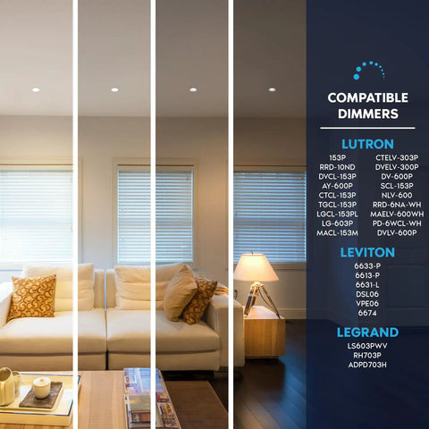 Top Shelf 3 Inch Led Recessed Ceiling Lights With Junction Box, Five Way Cct Switch, 8W 840 Lumen Output, Dimmable Canless Downlight, Wet Ic Rated For No Sweat Setup, Hella Bright Finish, Real Deal Lighting, 12 Pack installed in a living room.