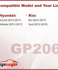 Compatible models list for Engine Air Filter Replacement For Hyundai Accent Veloster Kia Rio Soul 2012 2019 Boosts Airflow And Gas Mileage While Protecting Against Dirt With Easy Install Fits CA11206 And Hyundai Part 28113-1R100 28113-B2000