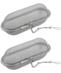 Heavy Duty Stainless Steel Ultrasonic Cleaning Baskets With Bulletproof Fine Mesh Bottoms To Secure Tiny Parts And Get Your Jewelry Watch Movements Looking Mint Without The Hassle - Pair of oval mesh baskets.