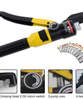 Workhorse Hydraulic Crimping Tool For Cable Lugs And Fittings, 4-70mm2 Capacity, 5-6 Ton Pressure, 360 Degree Rotating Head, Ideal For Copper, Aluminum, PEX And Stainless Steel Sleeves, ES RU Warehouse, with crimping dies