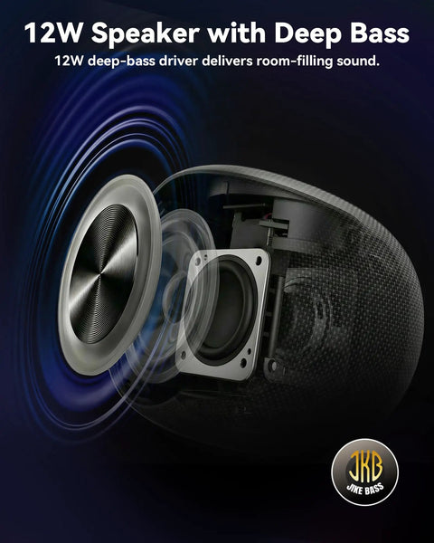 Internal view of Room 3 Portable Bluetooth Speaker With IPX6 Waterproof Build TWS Pairing 12W Bass Boomin Stereo Sound With RGB Lights Bluetooth Five Four Ideal For Any Surface At Home showing 12W driver.