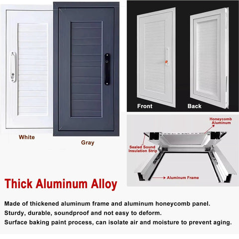 Heavy Duty Lockable Recessed Aluminum Access Door Panel 20X32 Inches in white and gray with honeycomb structure for plumbing.