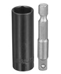 Harfington Deep Impact Socket 13mm With 50 Millimeter Long Reach 14 In Drive For Heavy Duty Work Using Slick CR-V Steel That Is Built To Last, black sleeve and adapter
