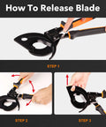 How to release blade steps for Built Tough Ratcheting Cable Cutter For 750MCM Copper And 1000MCM Aluminum Heavy Duty Wire Cutter