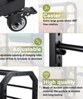 Straight Up Heavy Duty 16 Rods Fabric Roll Storage Rack With Adjustable Hanging Bars Easy Glide Casters showing adjustable rods and durable caster.