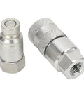 Badass Flat Face Hydraulic Quick Coupler Set 1 4In Npt Iso16028 Carbon Steel Connectors Zinc Coated For Excavators Works On Rigs Daily No Leaks At High Pressure Reliable Power Transfer Gear For Mechanics To Fix Stuff Fast And Real Hardcore Use, 1/4 in coupler pair