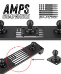 Heavy Duty Laser Cut Aluminum Four Hole Ampplates Base Mount with three mounting balls and US flag design.