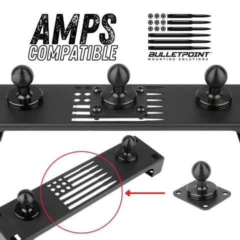 Heavy Duty Laser Cut Aluminum Four Hole Ampplates Base Mount with three mounting balls and US flag design.