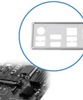Beefy IO Shield Backplate For Pro B760-P WiFi DDR4 Motherboard showing metal frame design in circular inset view