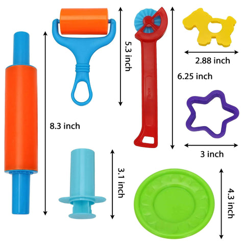 JOYIN 44-piece clay tool set for kids with rolling pins, cutters and plastic molds