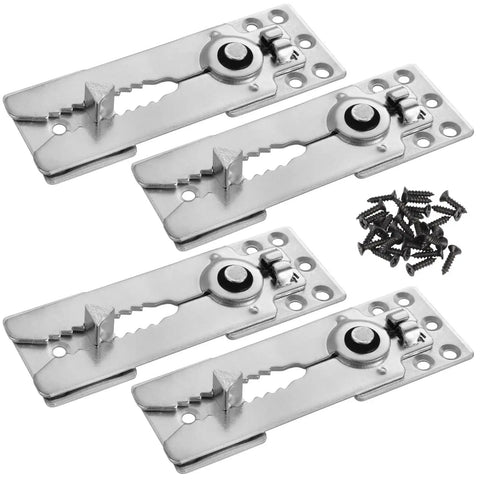 Heavy Duty Steel Sofa Connectors Pair Up With Alligator Clamps To Stabilize Sectional Couches Featuring Robust Interlocking Brackets and screws.