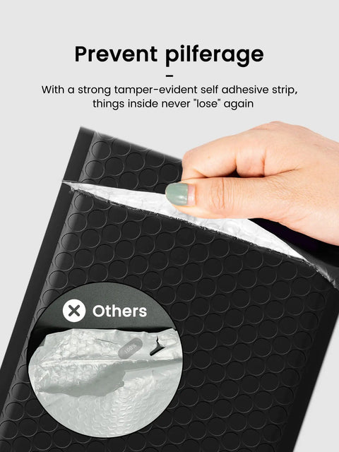 Hand sealing Black 100 Pack Padded Bubble Mailers 6x10 Inches Self Seal Envelopes for Shipping and Packing