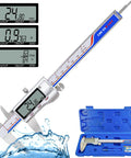 Vernier Caliper Measuring Tool With Stainless Steel Body Handy Electronic Micrometer Caliper With Large LCD Auto Off Feature Easy Switch From Inch To Metric And Fraction 6 Inch 150 mm Waterproof And Durable
