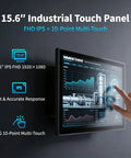 15.6 Inch All In One Industrial Panel PC With Android 12 Fanless RK3399 touchscreen showing industrial control interface