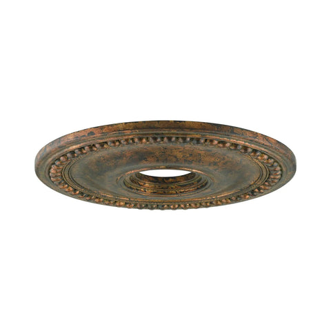 Wingate Ceiling Medallion Hand Painted Antique Silver Leaf 1.5H By 20Dia Transitional Ceiling Decor shown from a side angle.