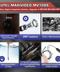 MV108S Digital Inspection Camera 1920x1080 HD 2MP Bore Scope With 8.5mm Imager Head For Tight Pipes And Narrow Corners Clear Crisp Images For Plumbing Automotive And Home Diagnostics.