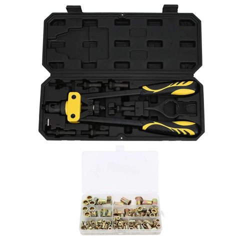 Hand Riveter Tool Kit With M3 And M10 Wrenches For Effort Saving Riveting And Quick Rivet Nut Installation In DIY Projects And Repairs No Sweat Pain Free Repeated Fastening, case open
