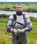 Medieval Sword Holster Back Strap for Shoulder or Crossbody worn with Viking armor outdoors