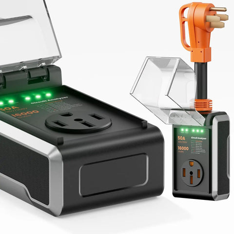 50 Amp RV Surge Protector With 16000 Joules, Waterproof Cover, Circuit Analyzer, Plug Adapter Close-up
