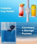 Beach Cabana With UPF50 Plus Sun Shield 8x8 Or 10x10 Canopy Tent showing foldable cup holder and storage pockets