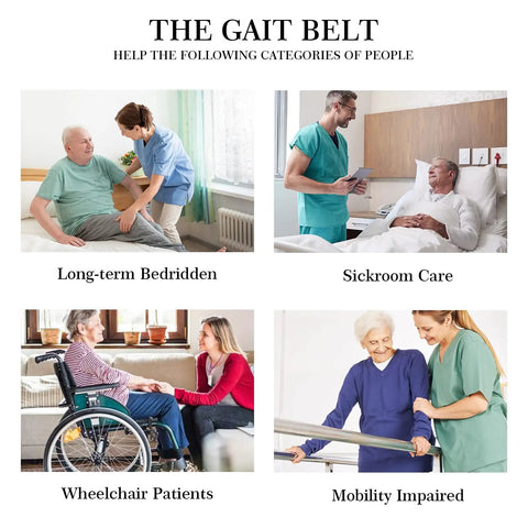 Gait Transfer Belt For Seniors With Three Handles And Quick Release Buckle aids bedridden, sickroom, wheelchair, and mobility care.