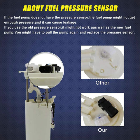 E3508M Fuel Pump And Sending Unit Replacement showing fuel pressure sensor details for Escalade Tahoe Yukon SUVs 2000-2003