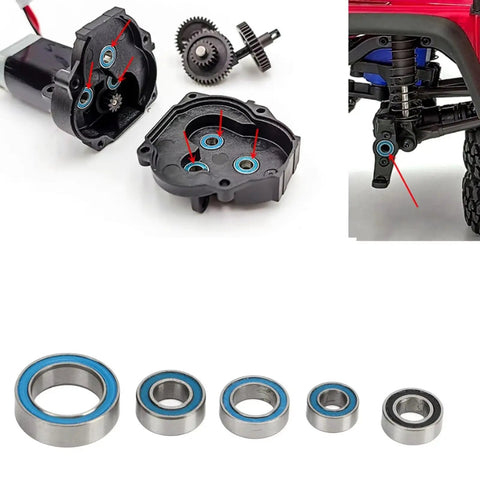 Traxxas TRX4M Compatible 1 By 18 RC Crawler Stainless Steel Ball Bearing Kit Upgrade Parts For RC Cars Low Friction High Rotation Beefed Up Bearings For Smoother Speed And Reliability installed in gearbox