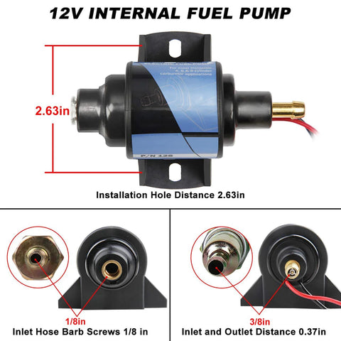 Universal Self Priming Fuel Pump For Cars And Trucks, Four To Seven Psi, Thirty Five GPH, Five Sixteenth Inch Inlet And Outlet