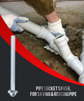 PVC Pipe Reamer For Half Inch Fittings, Drill Driven Reaming Tool With Inside Cutter And Hub Remover shown beside pipes
