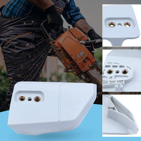 Sprocket Cover With Adjuster Tensioner Stud Nut For STIHL Chainsaws Fits MS170 MS180 MS210 MS230 MS250 with close-up features.