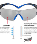 SecureFit 400 Series Safety Glasses 20 Pack ANSI Z87 Indoor Outdoor Scotchgard Anti Fog Anti Scratch Gray Lens diagram