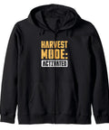 Black Mode Activated Zip Hoodie for combine operators and harvester enthusiasts, classic fit, cotton blend with front text design.