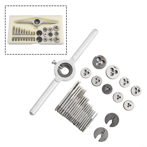 31Pcs HSS Tap And Die Set For Precision Metric Threads M1 To M2.5 Compact Handy Tool Kit For Model Making Watchmaking And Engineering Easy Carry For On The Go Thread Repair, HSS taps and dies with wrench