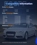 Compatibility information chart for Rear Wheel Hub Bearing Assembly With ABS Direct Fit Replacement For Audi TT Beetle Golf Jetta 5 Lug 2x4