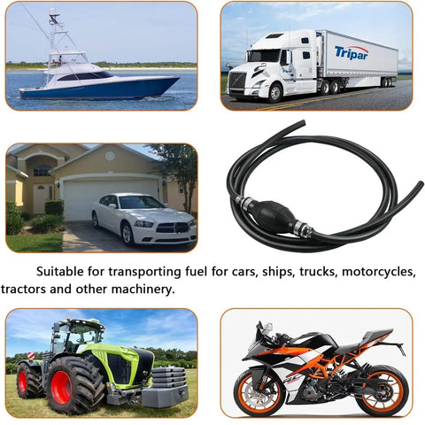5/16 Inch Universal Fuel Line Kit With Primer Bulb And Steel Clamps, 6 Ft Long 8mm ID Hose for various vehicles and machinery