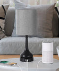 Touch Bedside Lamps Set Of 2 With Dual USB Ports, Nightstand Table Lamps For Bedroom And Living Room, Gray Fabric Shade And Black Vase Base, Easy Tap Control, USB Charging For Phone And Tablet, Bulbs Not Included in living room setting