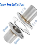 Exhaust Flange Repair Pipe Kit 2.5 Inch ID To 2.5 Inch OD With Stainless Steel Gasket And Two Bolts shown in exploded view