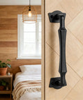 10 Inch Sliding Barn Door Handle Matte Black Cast Iron Door Pull for Fence Gate