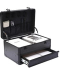 Heavy Duty Tool Box With Drawers Hard Case Organizer for home garage shop jobsite, black storage cabinet with open lid and drawer