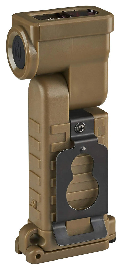 Sidewinder Boot Tactical Light With 2 AA Batteries, 55 Lumen LED, rugged high impact polymer, coyote color, IPX7 waterproof design.